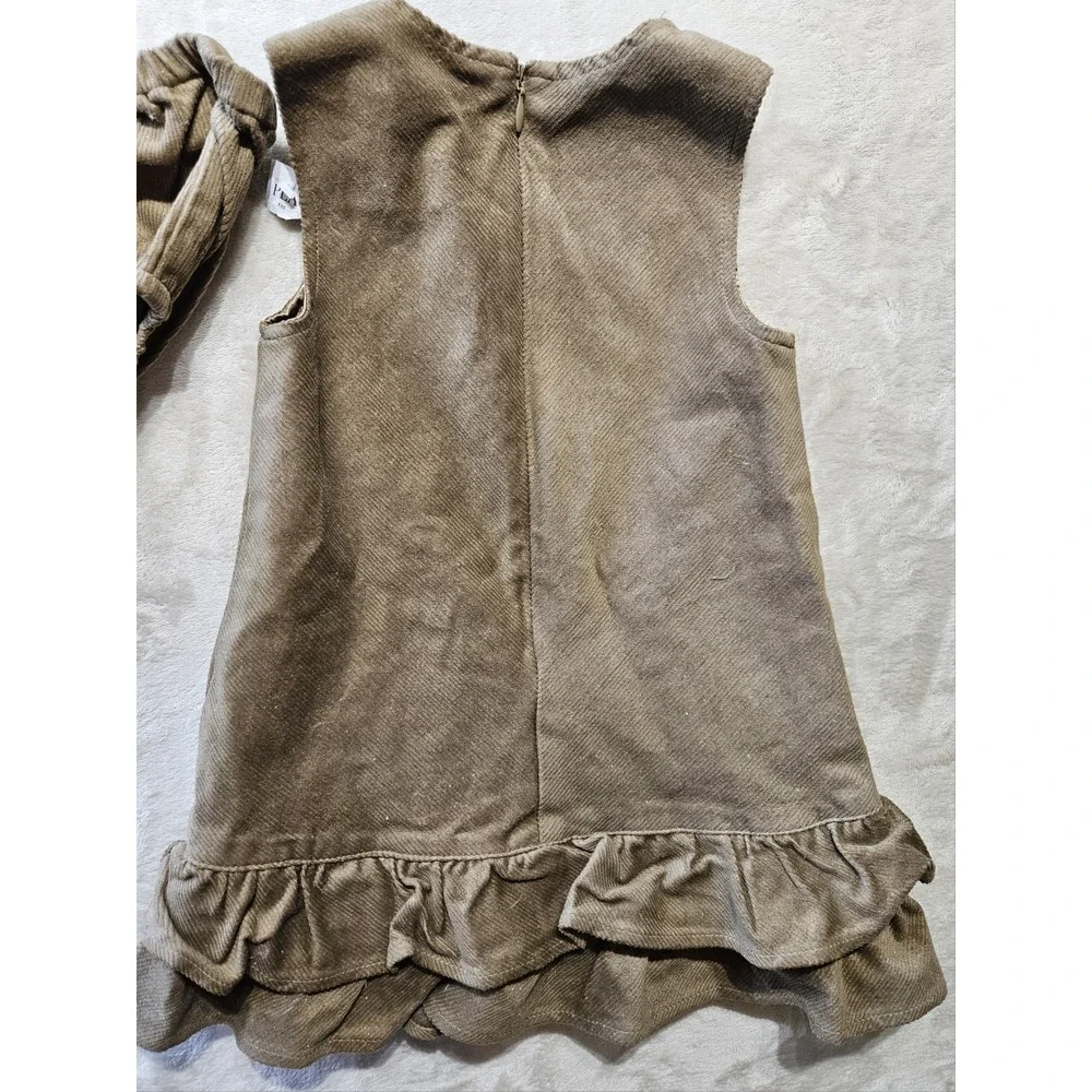 The Children's Place 24M Corduroy Dress &‎ Bloomers Set Brown Ruffle Hem Floral - Picture 3 of 12